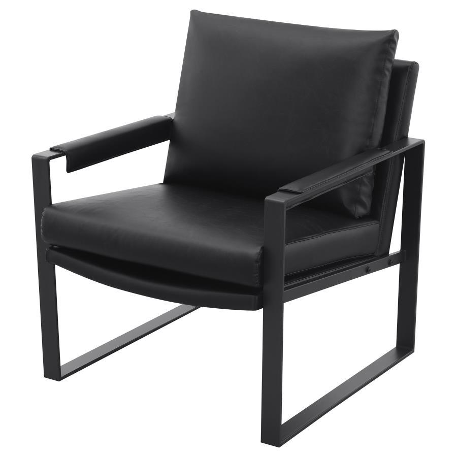 Rosalind - Upholstered Track Arms Accent Chair - Black and Gummetal