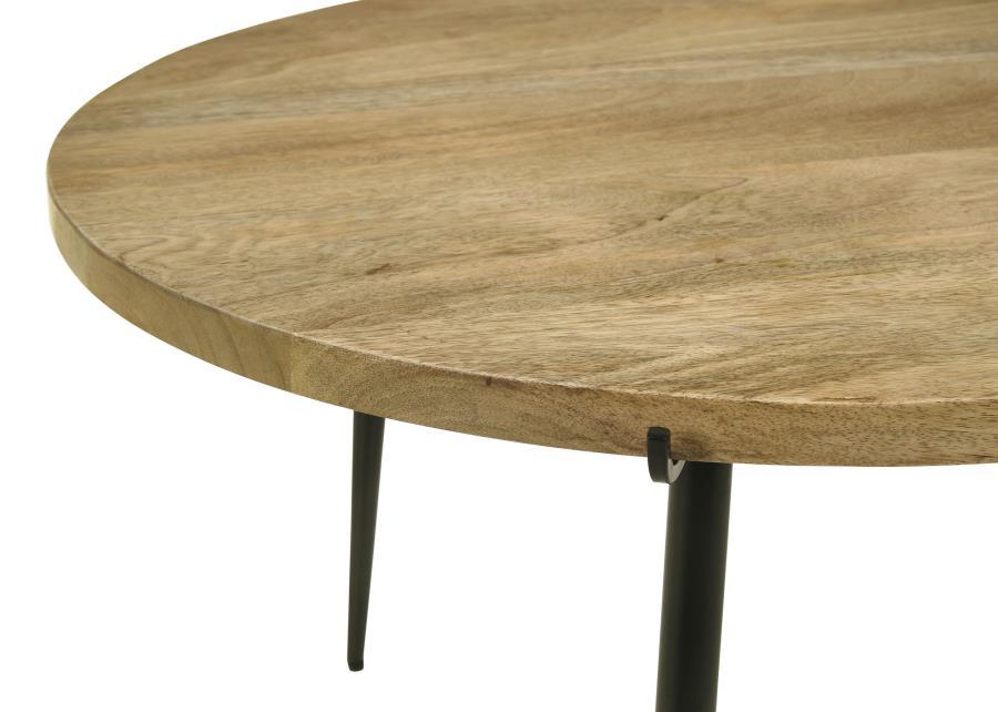 Pilar - Round Solid Wood Top Coffee Table - Natural and Black