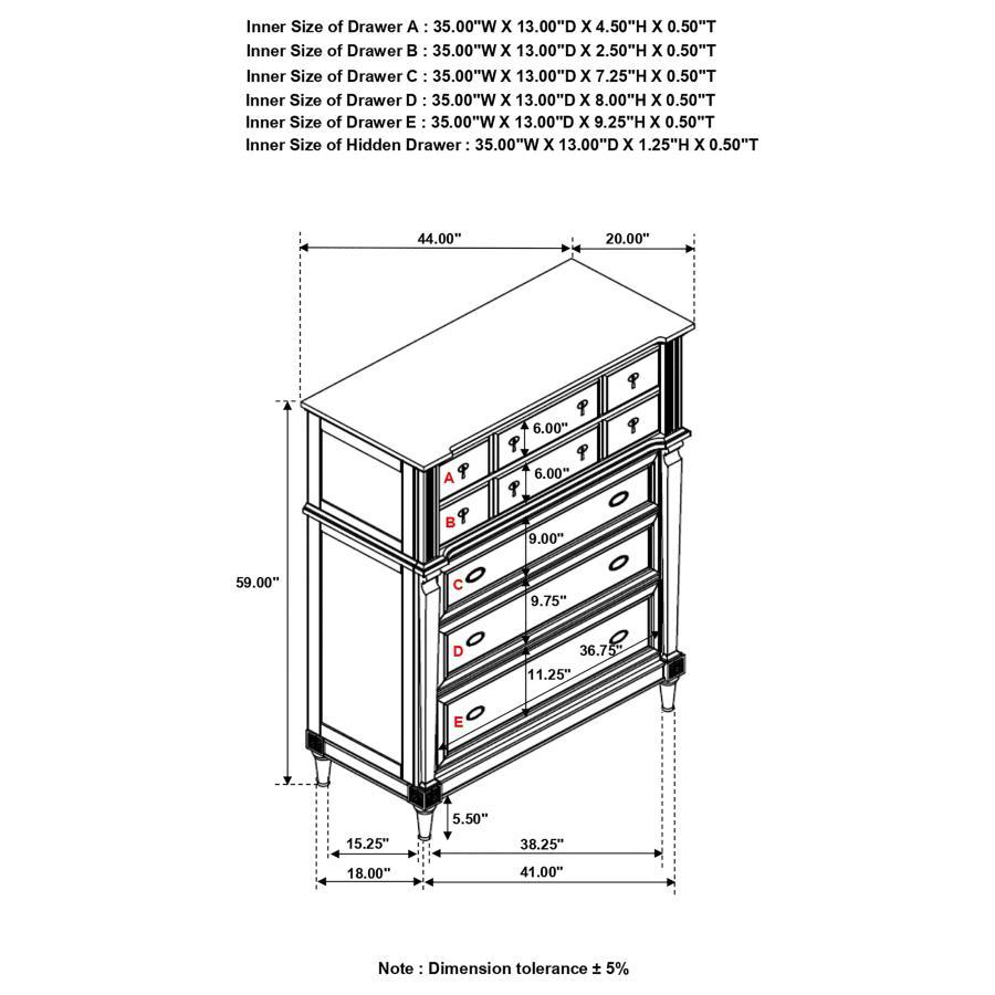 Alderwood - 5-Drawer Chest - French Grey