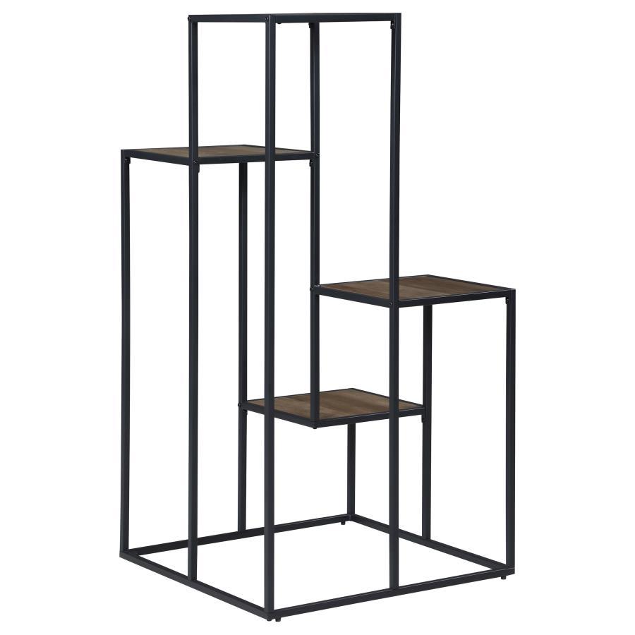 Rito - 4-Tier Display Shelf - Rustic Brown and Black