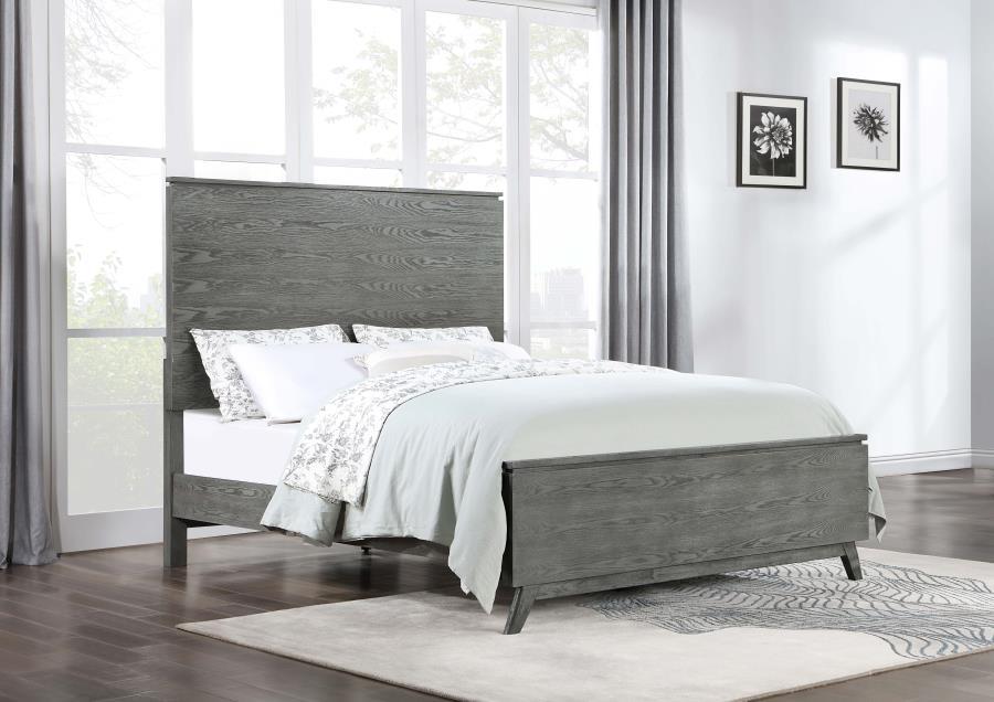 Nathan - High Headboard Eastern King Panel Bed - Grey