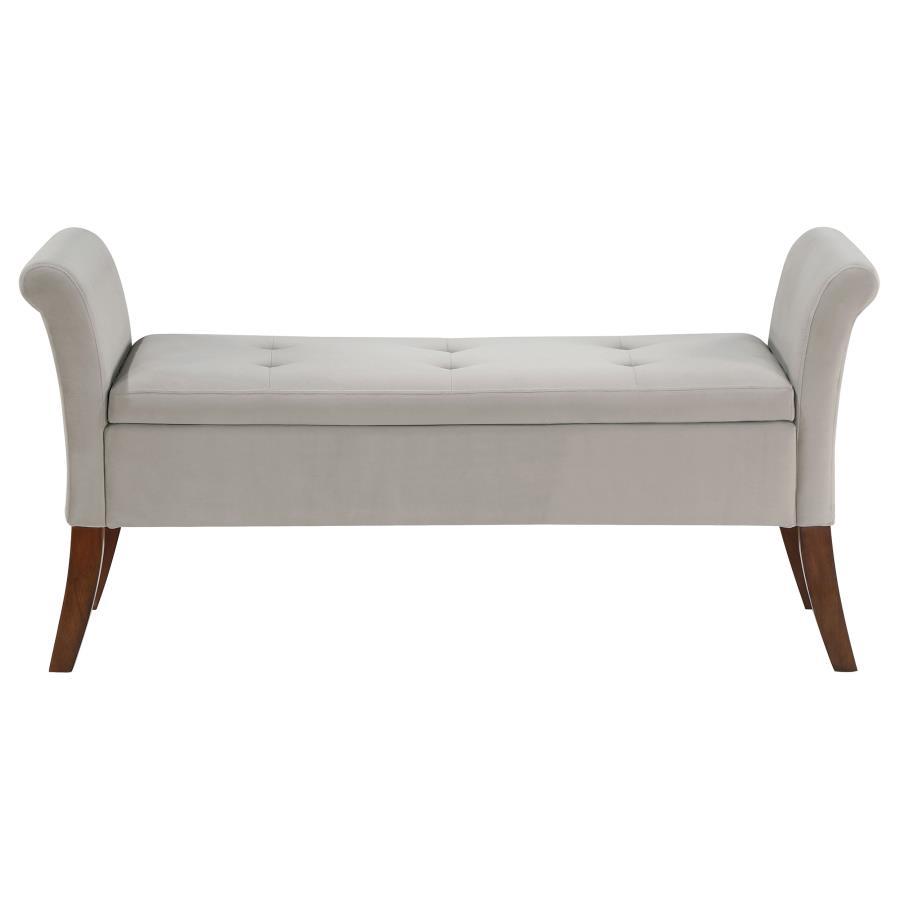 Farrah - Upholstered Rolled Arms Storage Bench - Beige And Brown