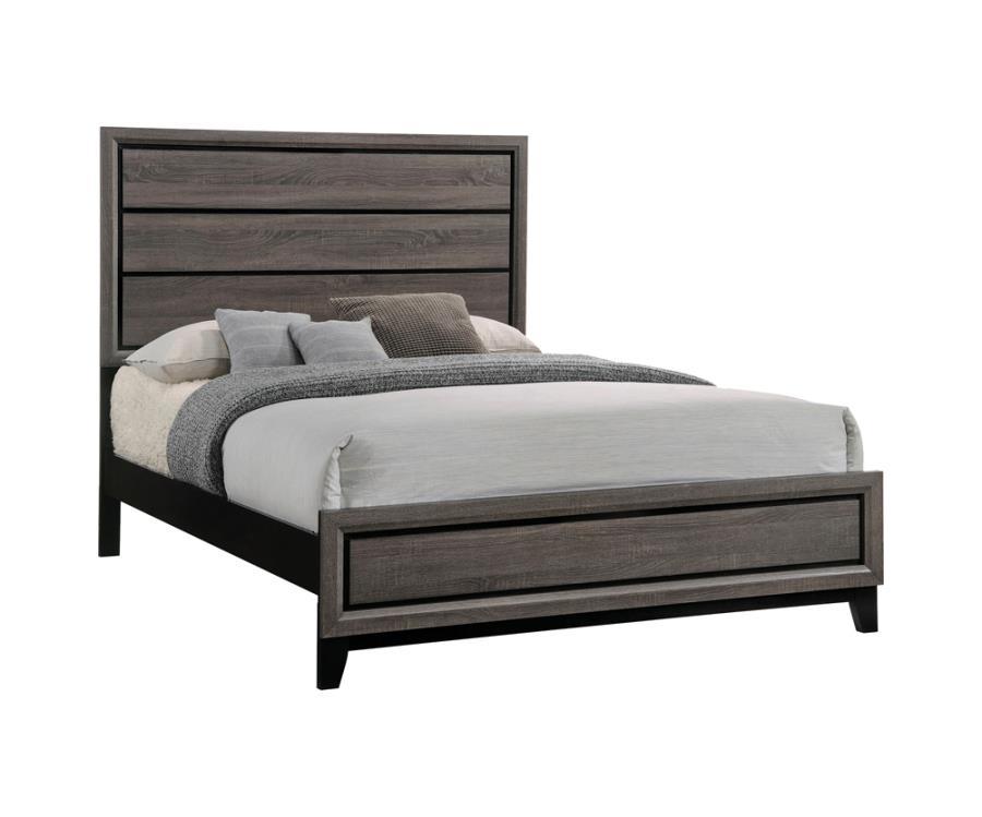 Watson - California King Panel Bed - Grey Oak and Black