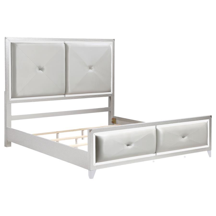 Larue - 4-Piece Tufted Queen Bedroom Set - Silver