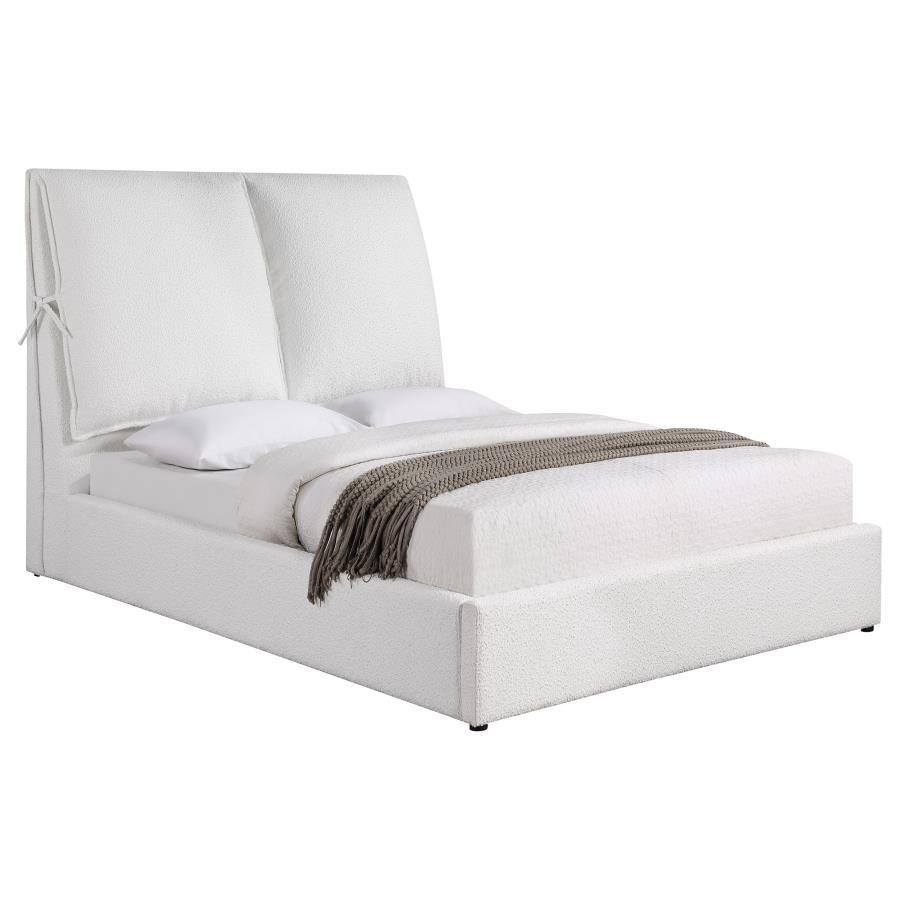 Gwendoline - Upholstered Queen Platform Bed With Pillow Headboard - White