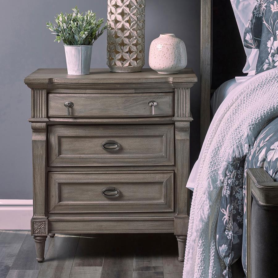 Alderwood - 3-Drawer Nightstand - French Grey