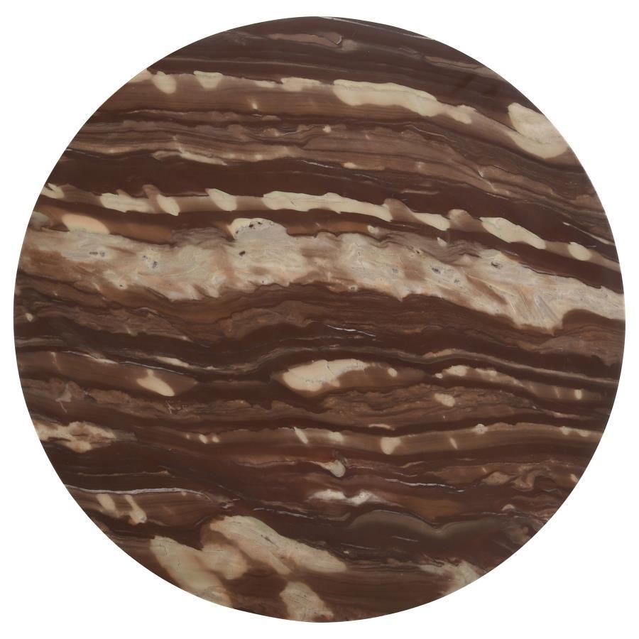 Latifa - Round Accent Table With Marble Top - Red and Black