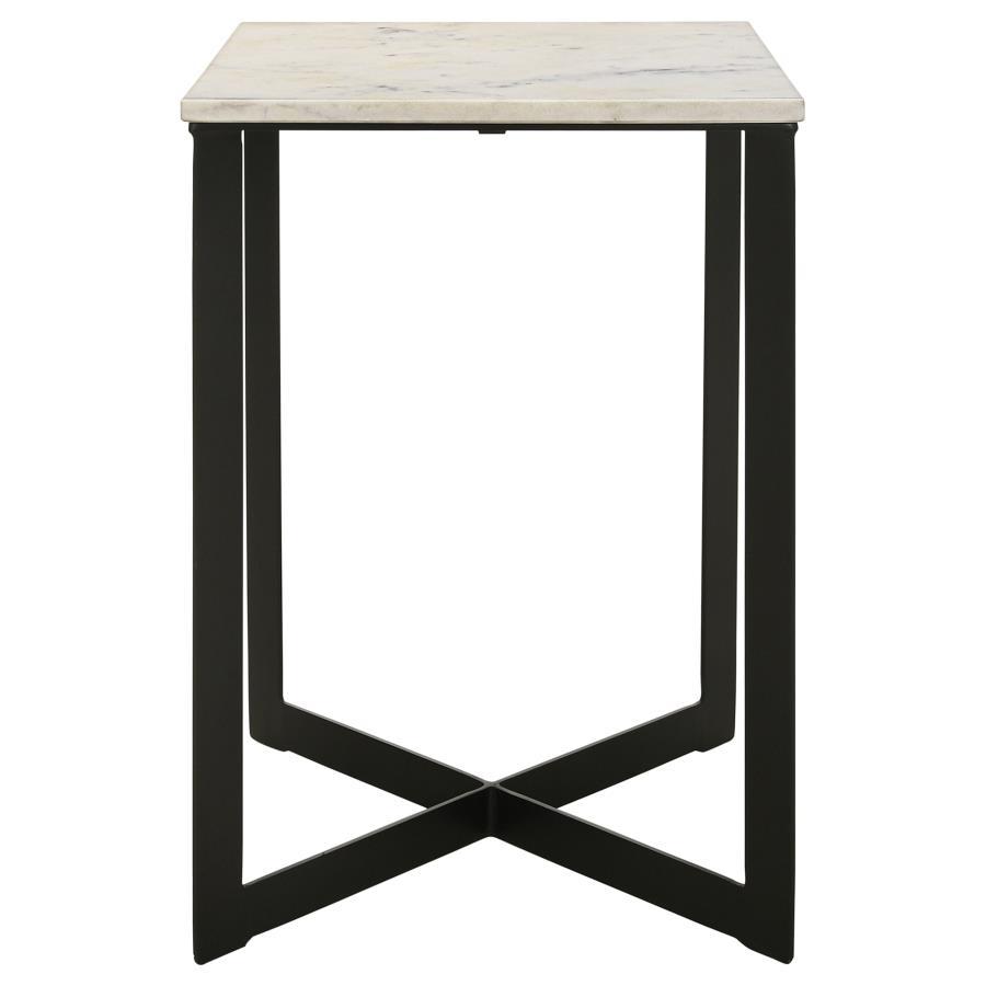 Tobin - Square Marble Top End Table - White and Black