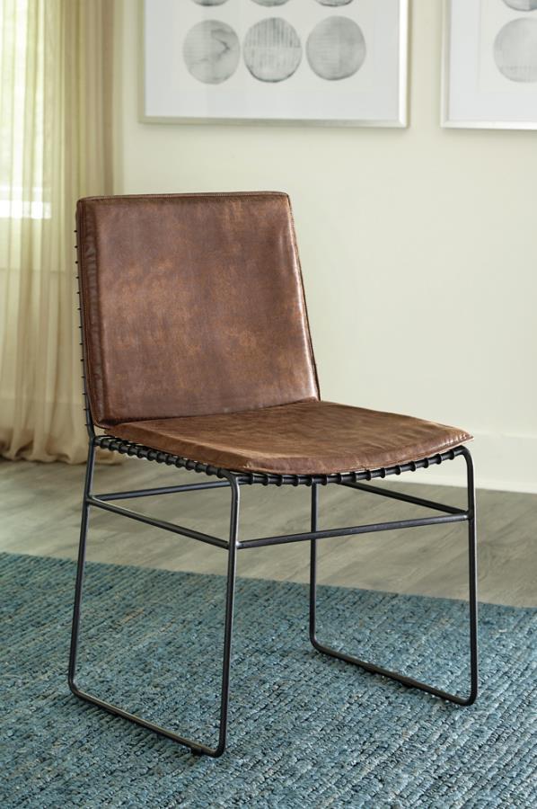 Abbott - Upholstered Side Chairs (Set of 2) - Antique Brown and Matte Black
