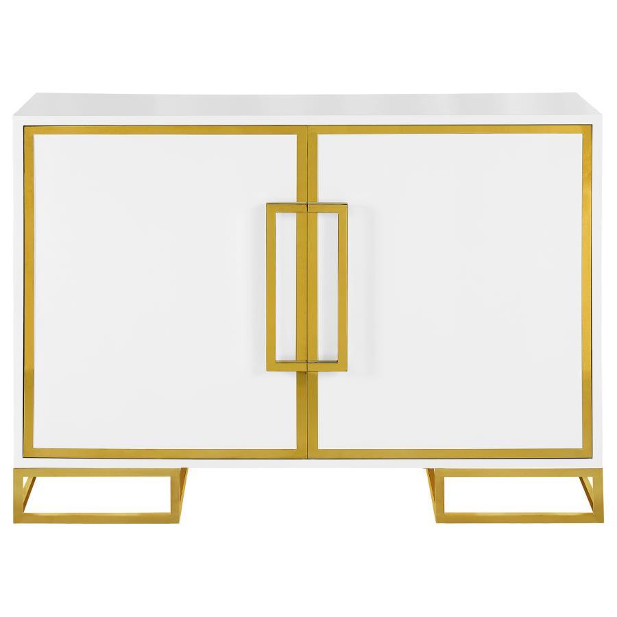 Elsa - 2-Door Accent Cabinet With Adjustable Shelves - White and Gold