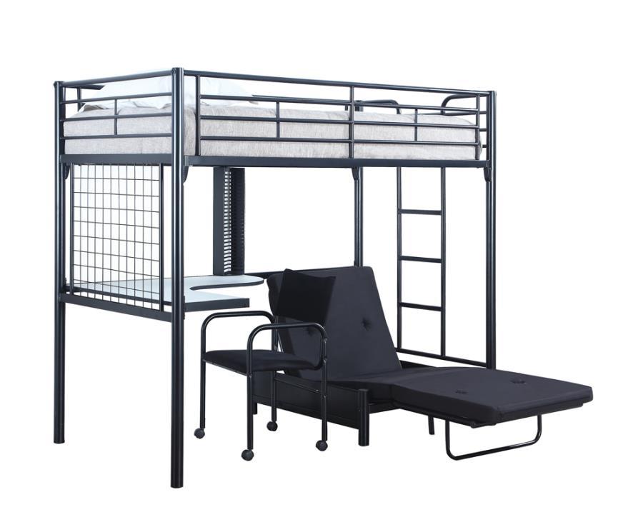 Jenner - Twin Futon Workstation Loft Bed - Black