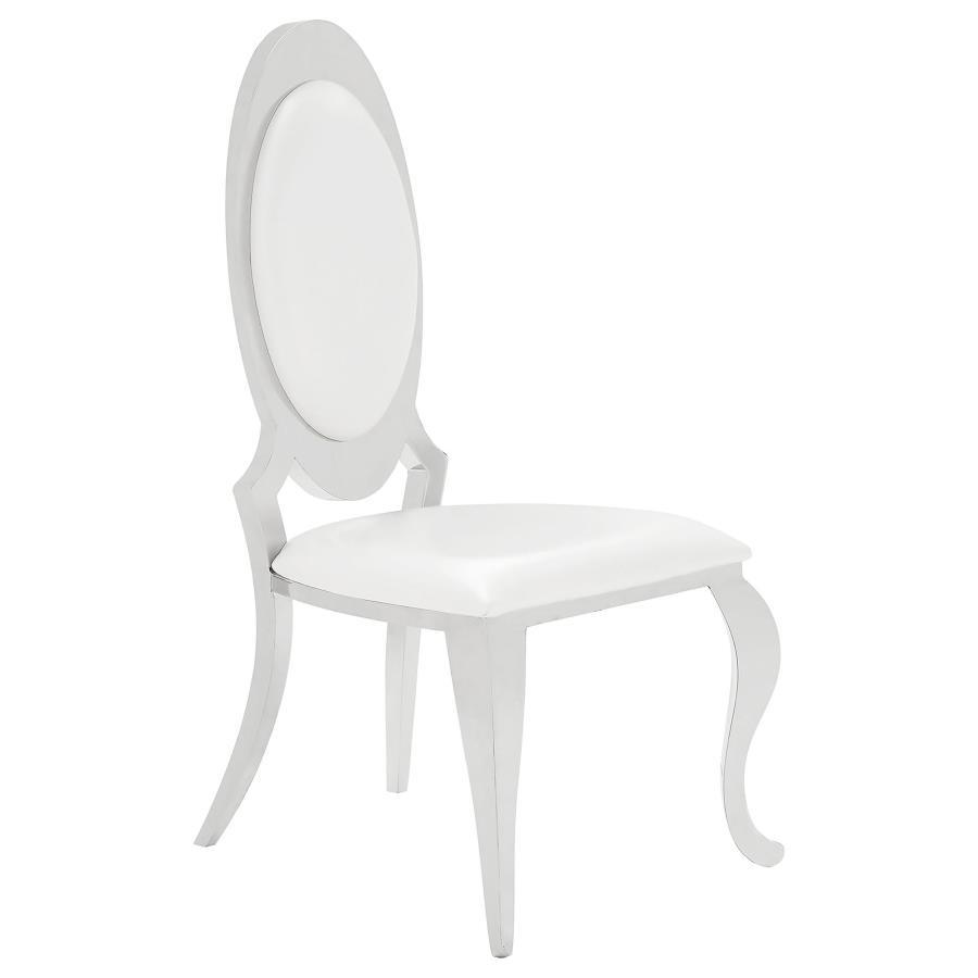 Antoine - 7-Piece Rectangular Dining Set - Creamy White and Chrome