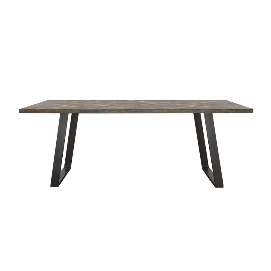 Misty - Sled Leg Dining Table - Grey Sheesham and Gunmetal