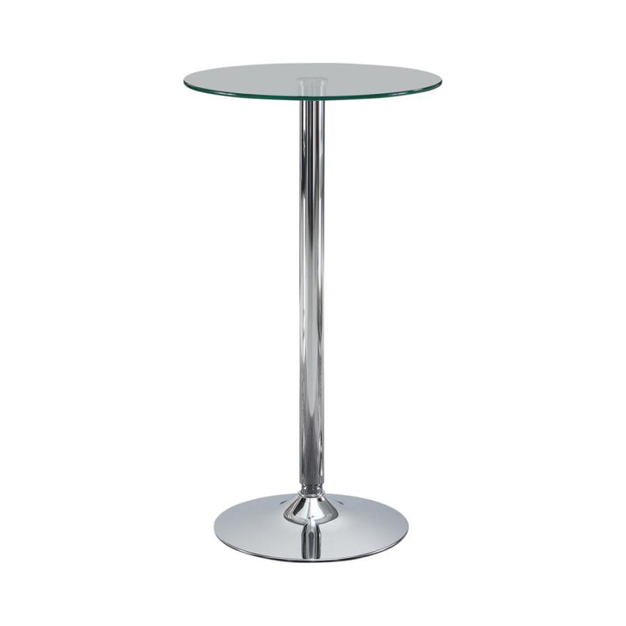 Abiline - Glass Top Round Bar Table - Chrome