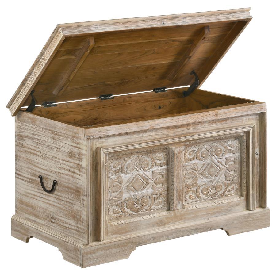 Nilay - Rectangular Storage Trunk - White Washed and Black