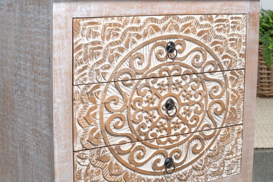 Mariska - 3-Drawer Wooden Accent Cabinet - White Distressed