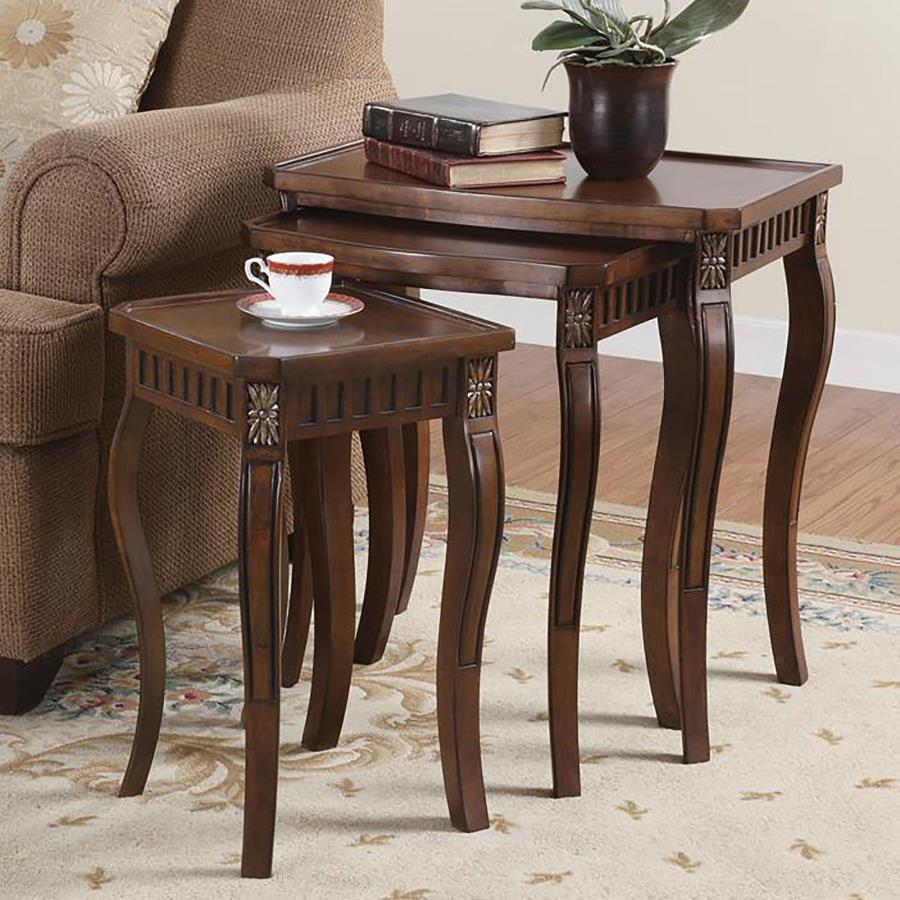 Daphne - 3-Piece Curved Leg Nesting Tables WArm - Brown