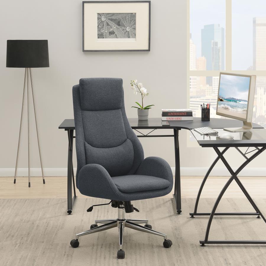 Cruz - Upholstered Office Chair With Padded Seat - Grey and Chrome