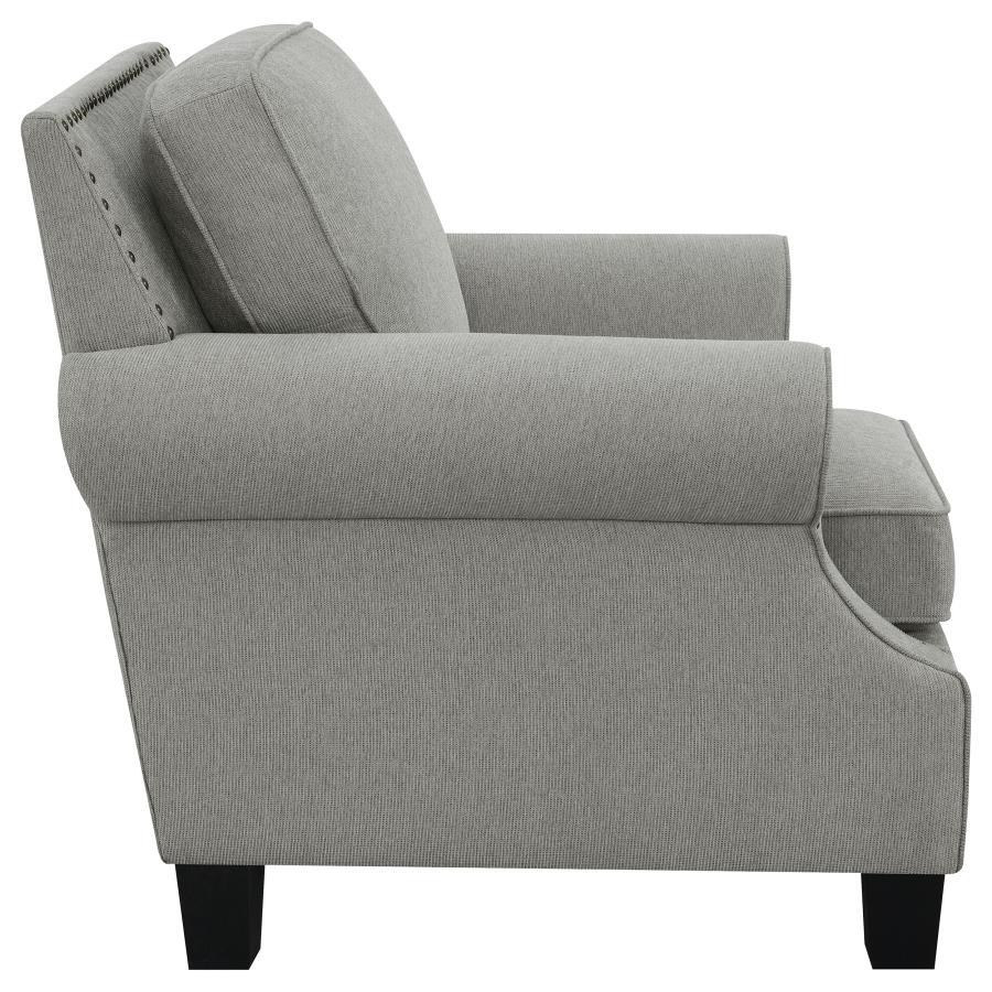 Sheldon - Upholstered Chair With Rolled Arms - Grey