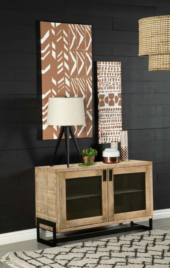 April - 2-Door Accent Cabinet - White Washed and Black
