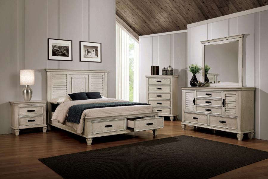 Franco - 5-Piece Queen Storage Bedroom Set - Antique White