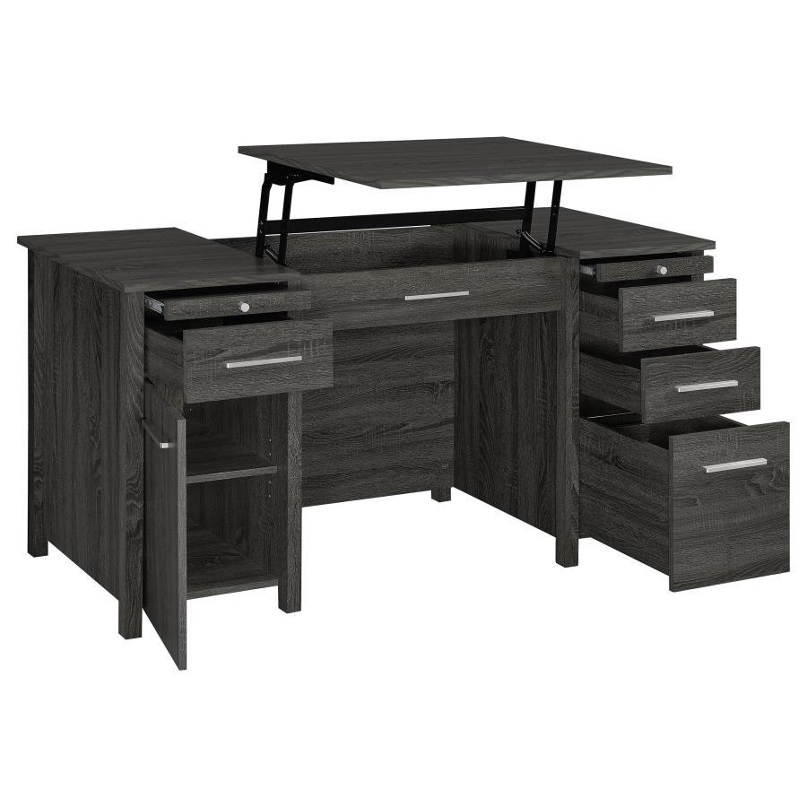 Dylan - 4-Drawer Lift Top Office Desk - Weathered Grey