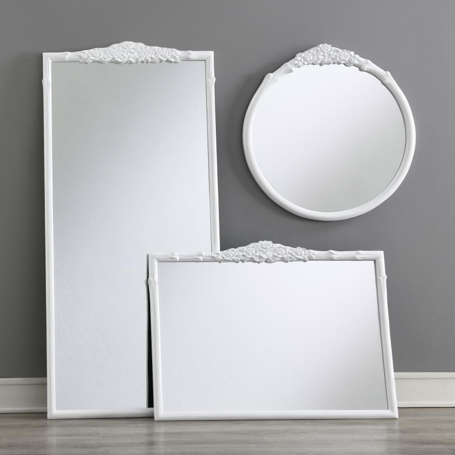Sylvie - Round Wall Floor Mirror - White
