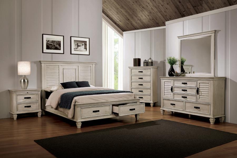 Franco - 4-Piece Eastern King Storage Bedroom Set - Antique White