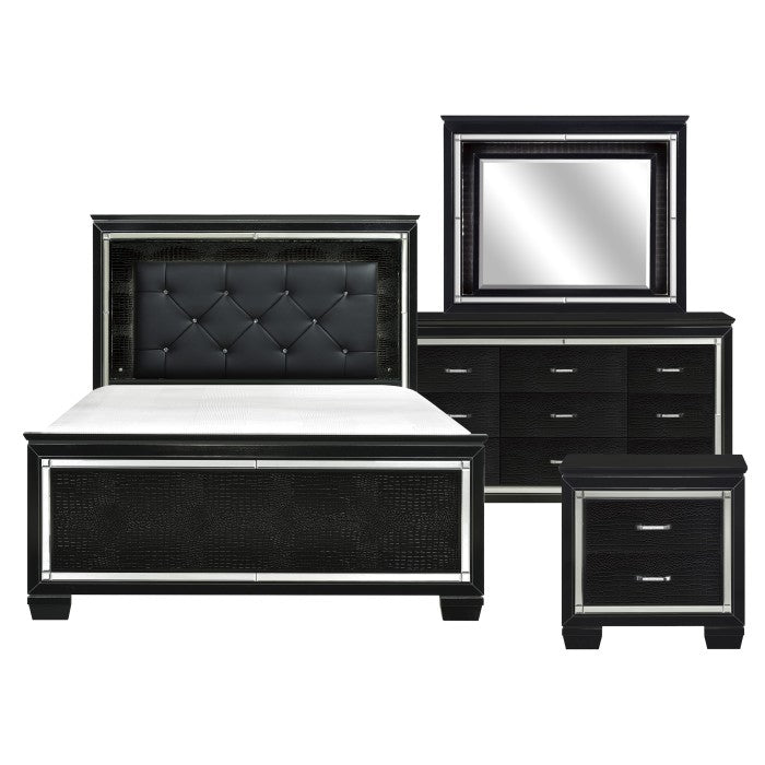 1916 Allura Collection Bedroom Set 4 Piece (Bedframe, Dresser, Mirror and Nightstand)