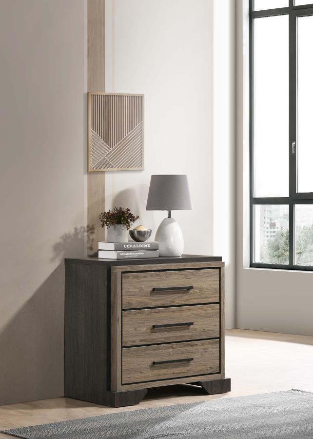 Baker - 3-Drawer Nightstand - Brown and Light Taupe