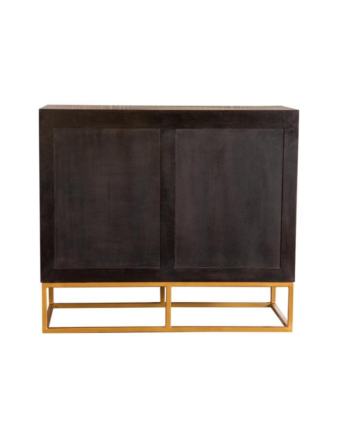 Zara - 2-Door Accent Cabinet - Black Walnut and Gold