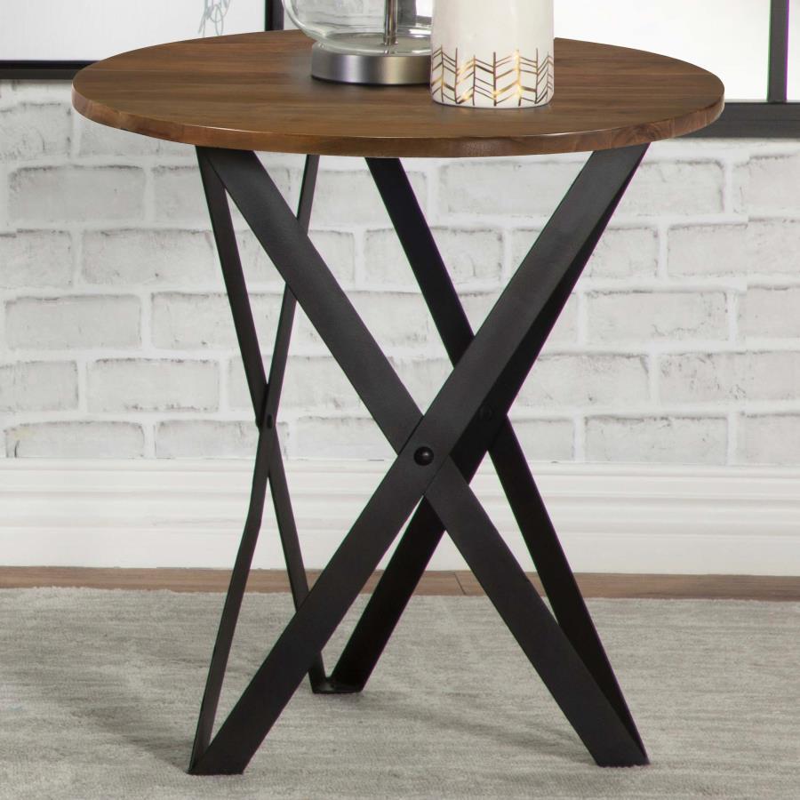 Zack - Round End Table - Smokey Grey and Black
