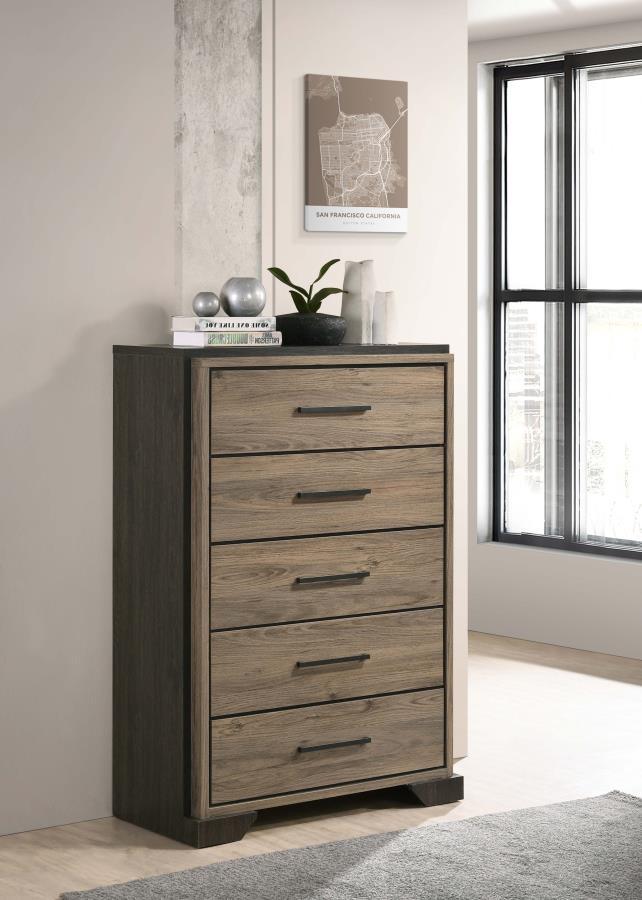 Baker - 5-Drawer Chest - Brown and Light Taupe