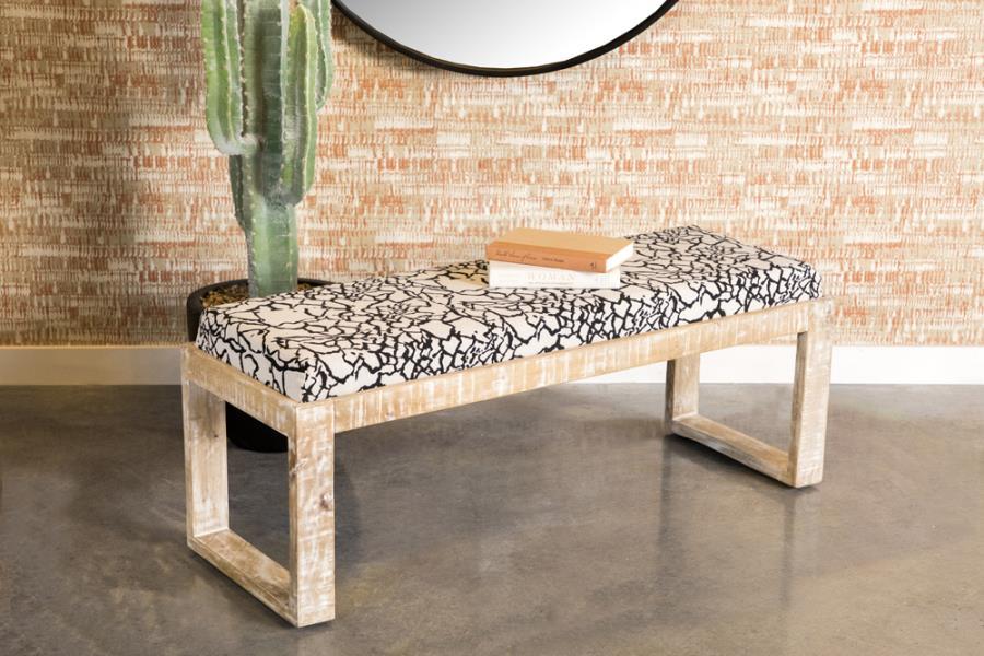 Aiden - Sled Leg Upholstered Accent Bench - Black and White