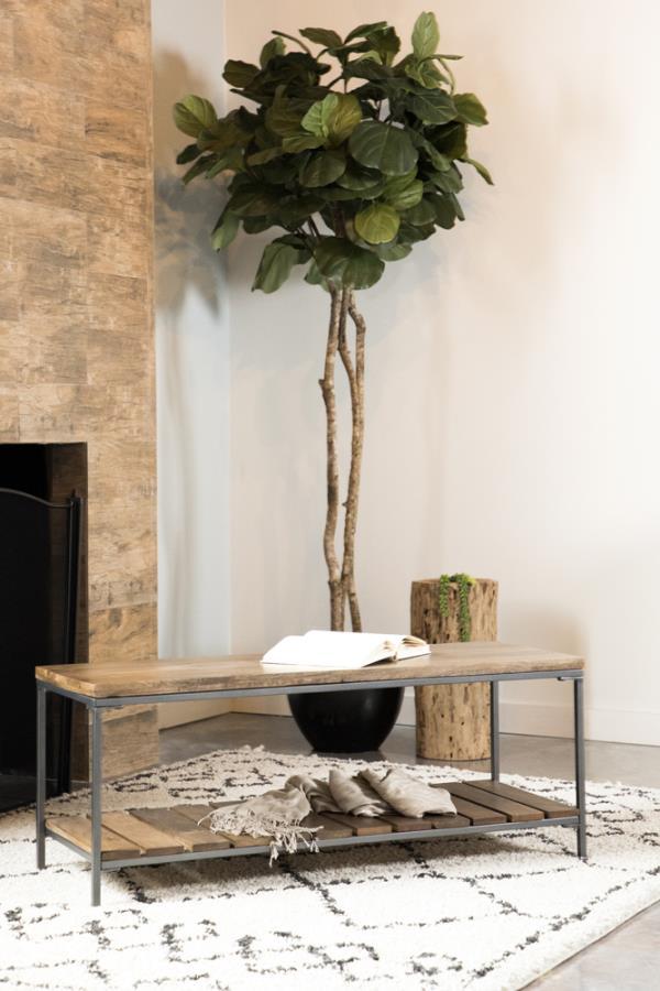 Gerbera - Accent Bench With Slat Shelf - Natural and Gunmetal