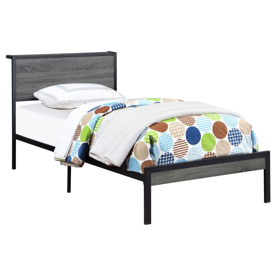 Ricky - Twin Platform Bed - Grey And Black