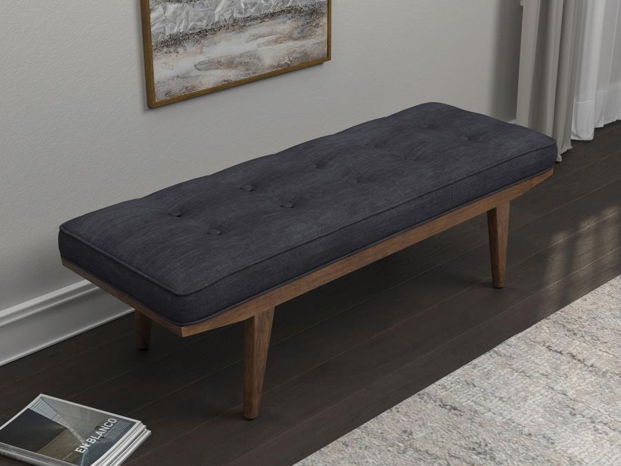 Wilson - Upholstered Tufted Bench - Taupe and Natural