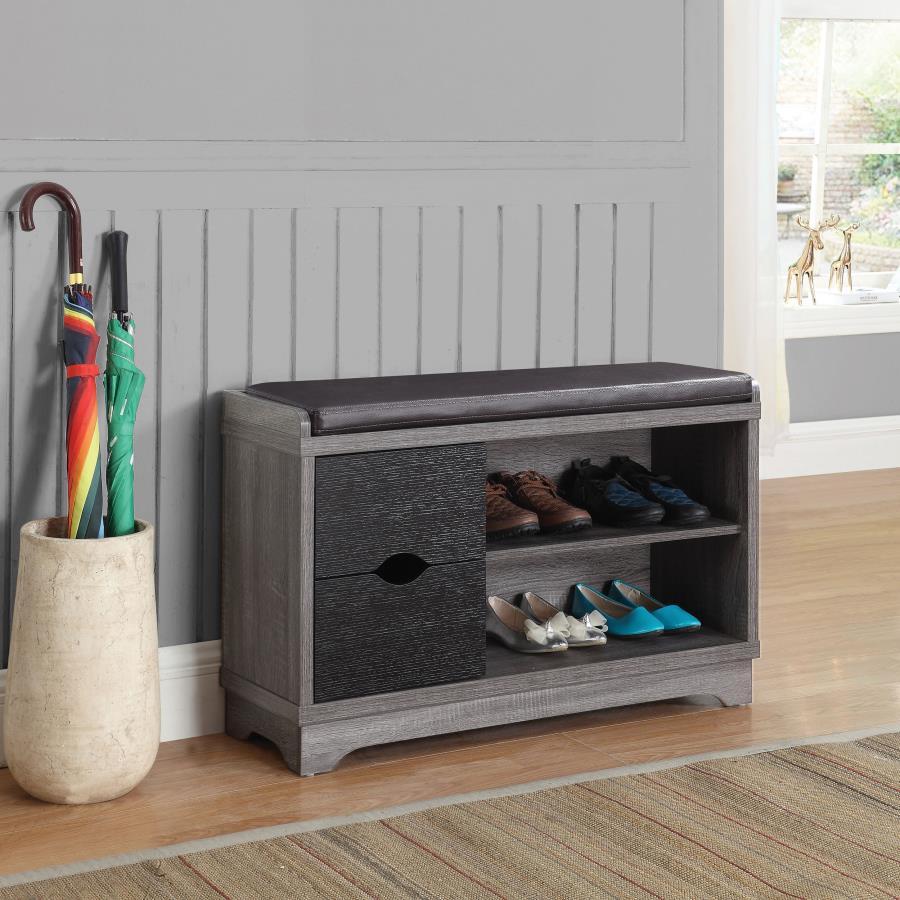 Aylin - 2-Drawer Storage Bench - Medium Brown and Black