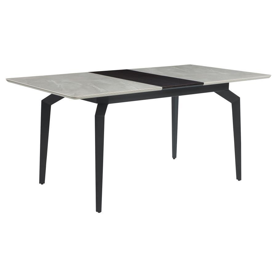 Mina - Rectangular Dining Table - Grey Ceramic and Sandy Black