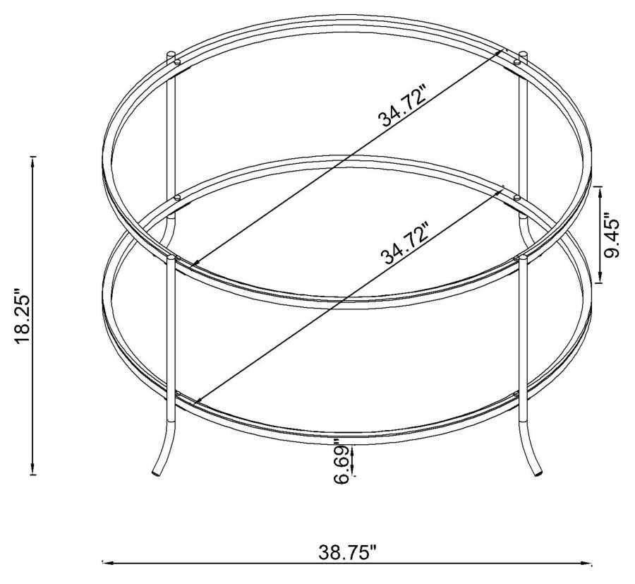 Laurie - Glass Top Round Coffee Table - Black Nickel and Clear
