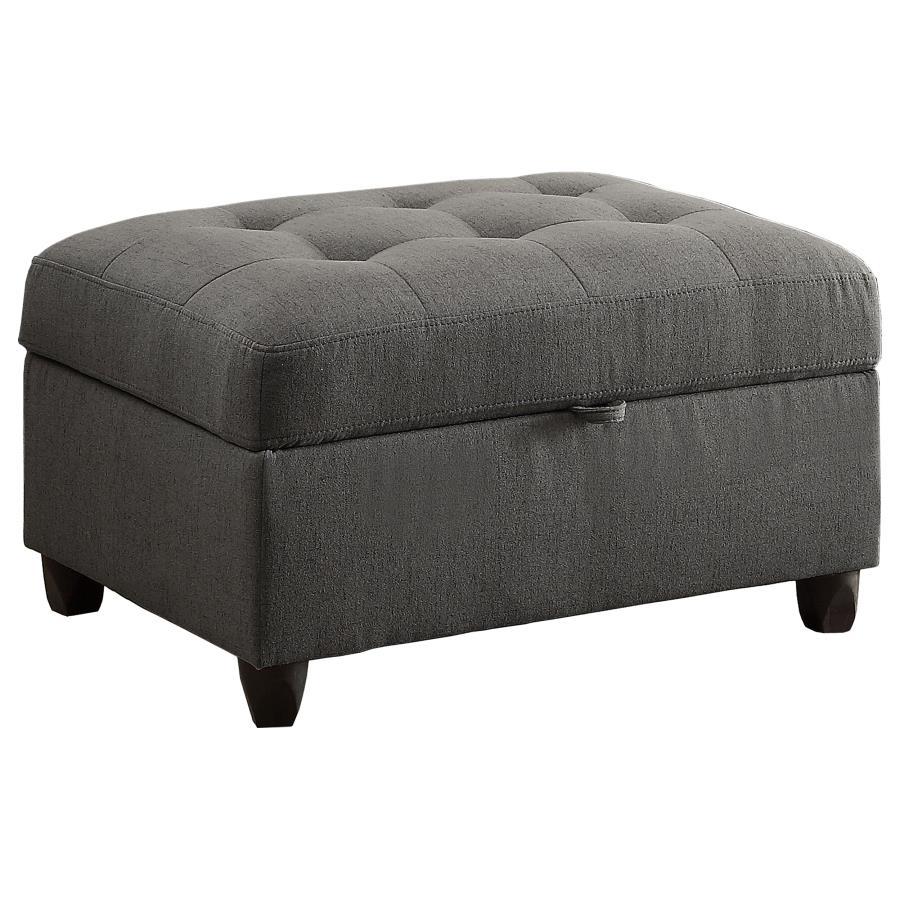 Stonenesse - Upholstered Tufted Sectional With Storage Ottoman - Grey