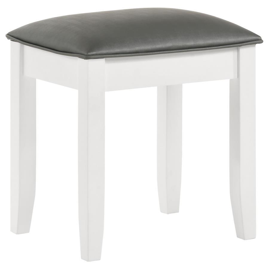Felicity - Upholstered Vanity Stool - Metallic and Glossy White