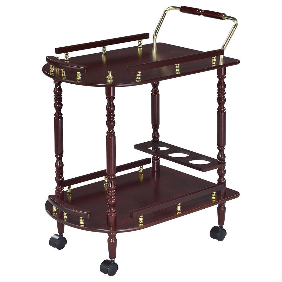 Palmer - 2-Tier Serving Cart - Merlot and Brass