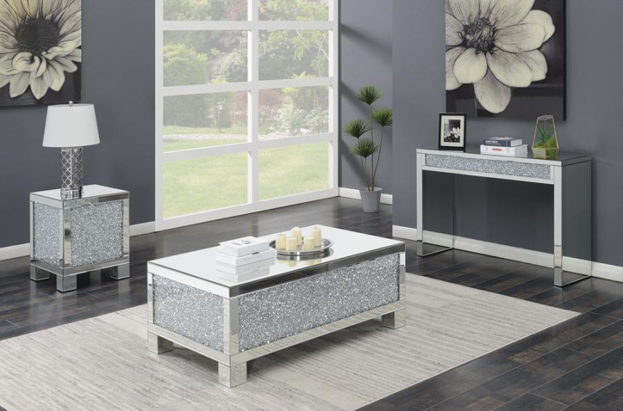 Gillian - Square End Table - Silver and Clear Mirror