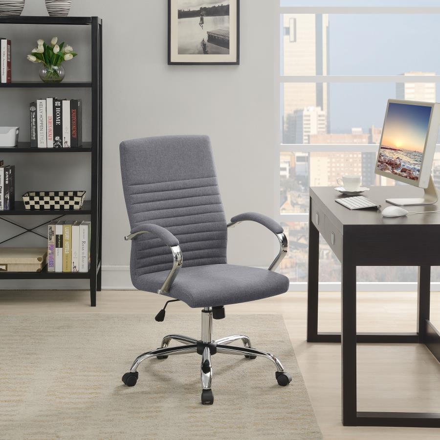 Abisko - Upholstered Office Chair With Casters - Grey and Chrome