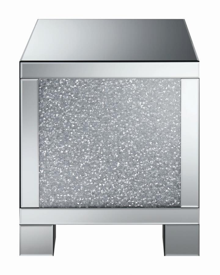 Gillian - Square End Table - Silver and Clear Mirror