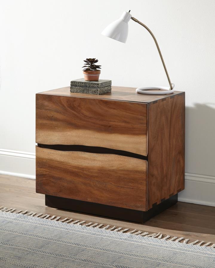 Winslow - 2-Drawer Nightstand - Smokey Walnut and Coffee Bean