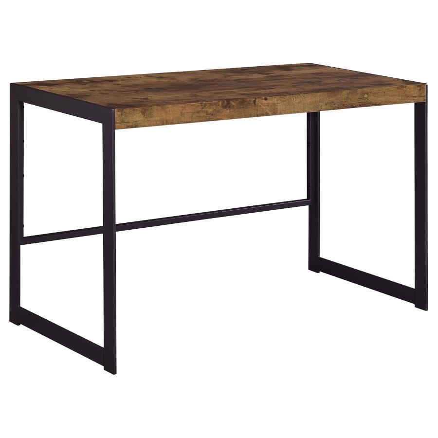 Estrella - Estrella 2-Piece Rectangular Writing Desk Set - Antique Nutmeg And Gunmetal