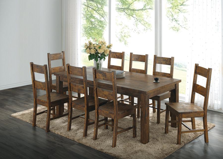 Coleman - 7-Piece Rectangular Dining Set - Rustic Golden Brown - Wood