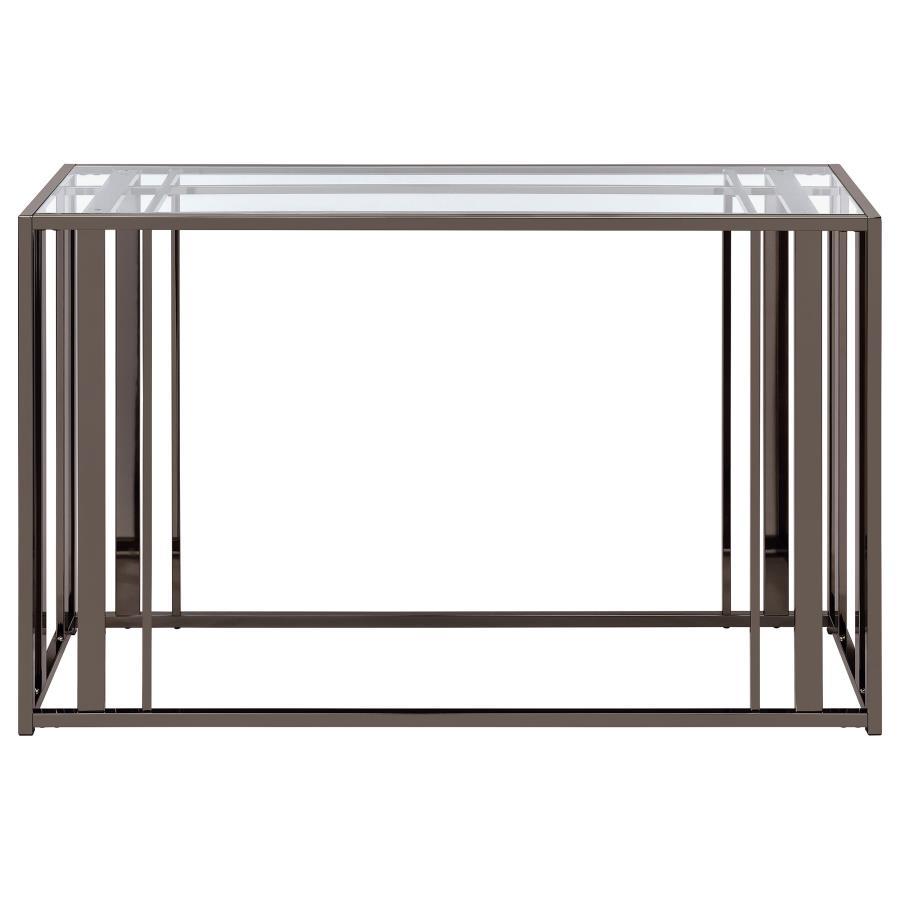 Adri - Rectangular Glass Top Sofa Table - Clear and Black Nickel